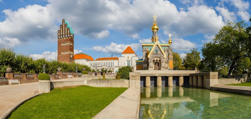 Künstlerkolonie Mathildenhöhe mit Hochzeitsturm und russischer Kapelle